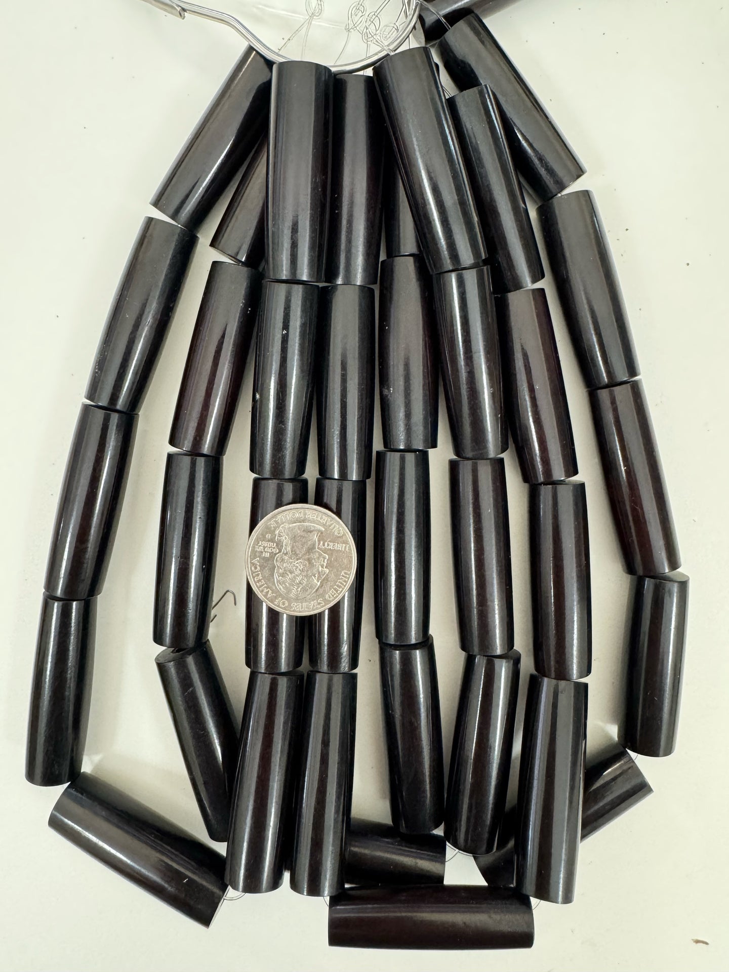 very dark brown, faux bone motif, vintage look resin, 42x11mm tube, 15