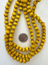 color enhanced yellow chinese symbol wood,  9mm round, 15" strand,  SOLD PER STRAND (Copy)