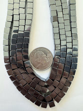 hematite, 6mm cube, 15" strand, sold per strand