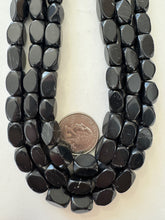 black stone, surface wear, 13x8mm corner cut 4 sided tube, 15" strand, sold per strand