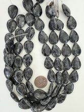 black labradorite: pale blue green, 24x18x7mm teardrop , 15" strand,  SOLD PER STRAND