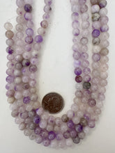 color enhanced quartz: purple gray, 8mm round, 15" strand, sold per strand