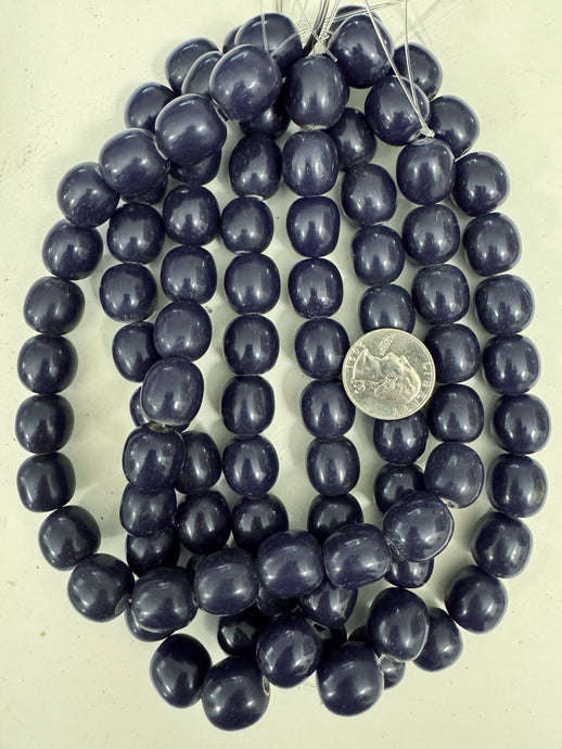 dark denim purple blue, single color, vintage look resin, 16mm nugget round, 15