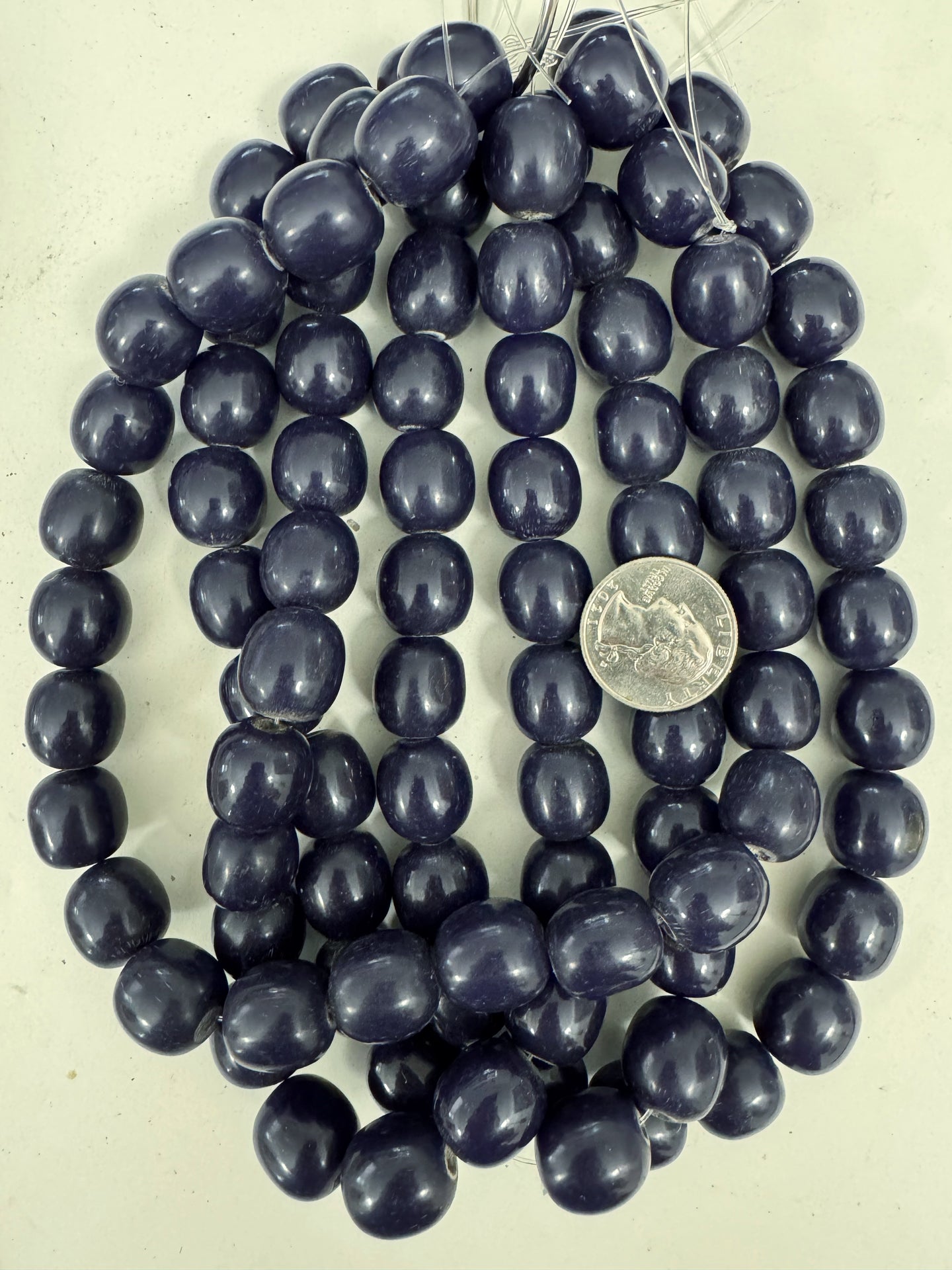 dark denim purple blue, single color, vintage look resin, 16mm nugget round, 15