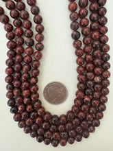 color enhanced serpentine: very dark red orange, 8mm round, 15" strand, sold per strand