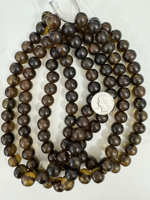 dark olive green, single color, vintage look resin, 14mm nugget round, 15