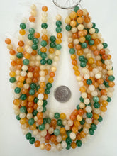 color enhanced quartz: green yellow orange, 8mm round, 15" strand, sold per strand