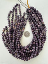 color enhanced serpentine: purple, 8mm round, 15" strand, sold per strand