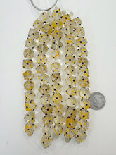 clear black yellow white, dotted motif, vintage stock glass, 15mm round, 6" strand, SOLD PER STRAND