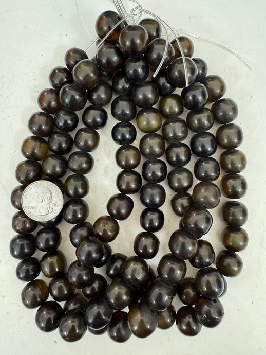 very dark olive green, single color, vintage look resin, 16mm nugget round, 15
