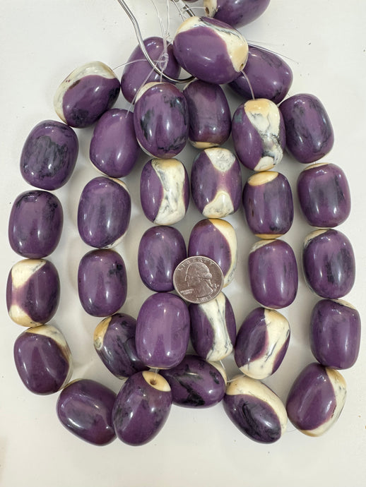 white black pale grape purple black swirl, vintage look resin, 33x25mm barrel tube, 15