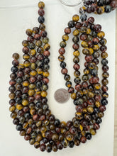 tiger eye, red tiger eye, tiger iron mix, 10mm round, 15" strand, sold per strand