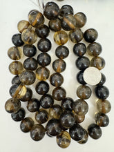 dark pale brown golden swirl, vintage look resin, 20mm nugget round, 15" strand, sold per strand