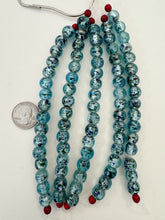 light blue multi silver, inside lined motif, vintage stock glass, 12mm round, 6" strand, SOLD PER STRAND