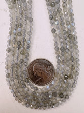 labradorite, 4mm faceted round, 15" strand, sold per strand