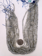 labradorite, 4mm faceted round, 15" strand, sold per strand