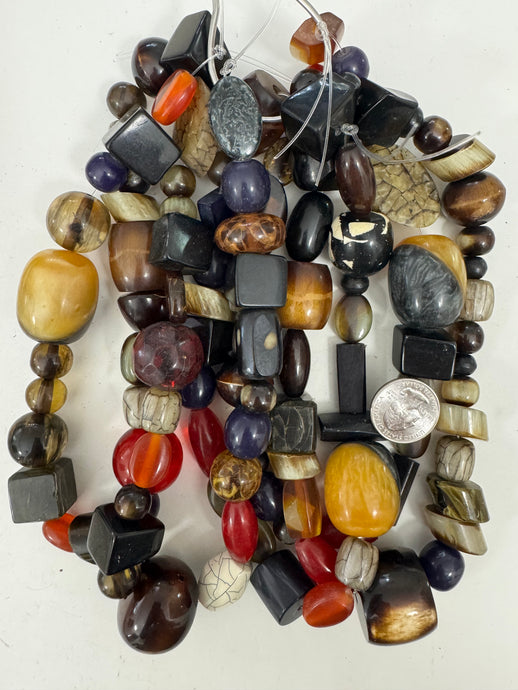 mixed colors and motifs, vintage look resin, mixed sizes, 15