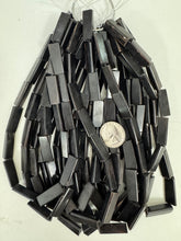 dark brown, faux bone motif, vintage look resin, 25x8mm 3 sided tube, 15" strand, sold per strand