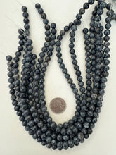 color enhanced serpentine: dark gray blue,  8mm round, 15" strand, sold per strand