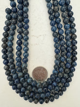 color enhanced serpentine: dark pale blue,  8mm round, 15" strand, sold per strand