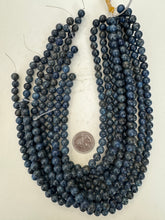 color enhanced serpentine: dark pale blue,  8mm round, 15" strand, sold per strand