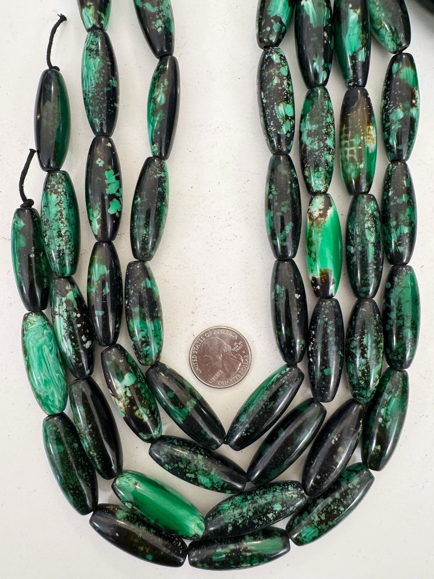black green white swirl, vintage look resin, 38x14mm bowed tube, 15