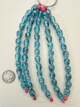 saturated pale electric blue multi silver, inside lined motif, vintage stock glass, 13x10mm teardrop, 6" strand, SOLD PER STRAND