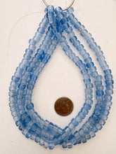 pale periwinkle blue, vintage stock glass, 9x6mm rondelle, 15" strand, SOLD PER STRAND