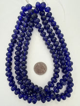 cobalt blue, vintage stock glass, 11x8mm melon rondelle, 15" strand, SOLD PER STRAND