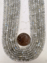 labradorite, 4x3mm faceted rondelle, 15" strand, sold per strand