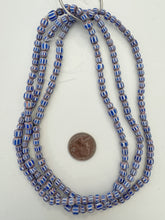 red white blue, chevron motif, semi dull finish, vintage stock glass, 4-7mm rondelle mix, 15" strand, SOLD PER STRAND
