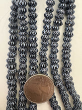 black white, chevron motif,  vintage stock glass, 6-8mm rondelle mix, 15" strand, SOLD PER STRAND
