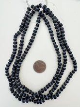 black blue white, chevron motif, vintage stock glass, 7mm barrel mix, 15" strand, SOLD PER STRAND