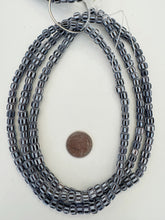 very dark brown white, chevron motif, semi dull finish, vintage stock glass, 7-9mm rondelle mix, 15" strand, SOLD PER STRAND