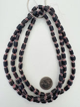 black red white, chevron motif, vintage stock glass, 11x7mm tube mix, 15" strand, SOLD PER STRAND