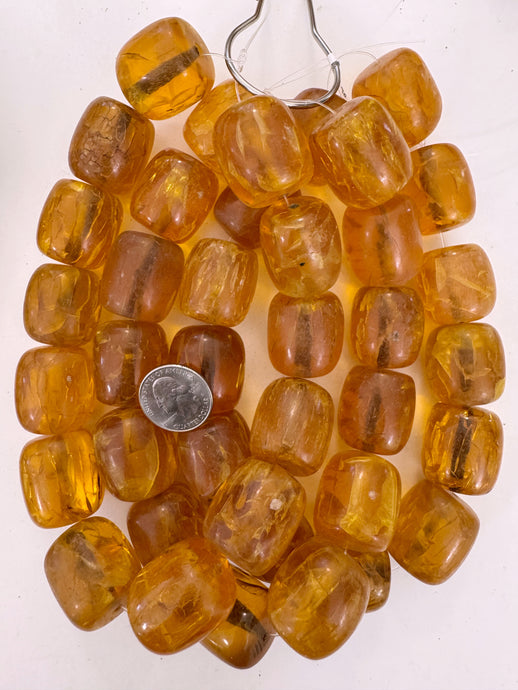 crackle dark pale amber orange, vintage look resin, 27x26mm barrel, 15