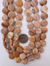 pale peach jasper, dull finish, 16x16x6mm coin, 15" strand, sold per strand