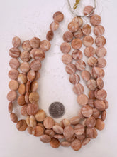 pale peach jasper, dull finish, 16x16x6mm coin, 15" strand, sold per strand