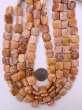 peach jasper, dull finish, 14x14x5mm square, 15" strand, sold per strand
