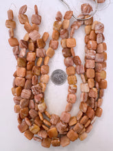 peach jasper, dull finish, 14x14x5mm square, 15" strand, sold per strand