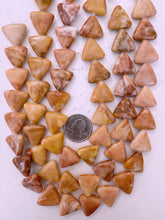 peach jasper, dull finish, 19x19x6mm triangle, 15" strand, sold per strand