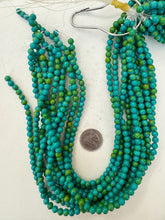 color enhanced magnesite: lime green dark turquoise blue, 6mm round, 15" strand, sold per strand