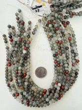 gray bloodstone, 6mm round, 15" strand, sold per strand