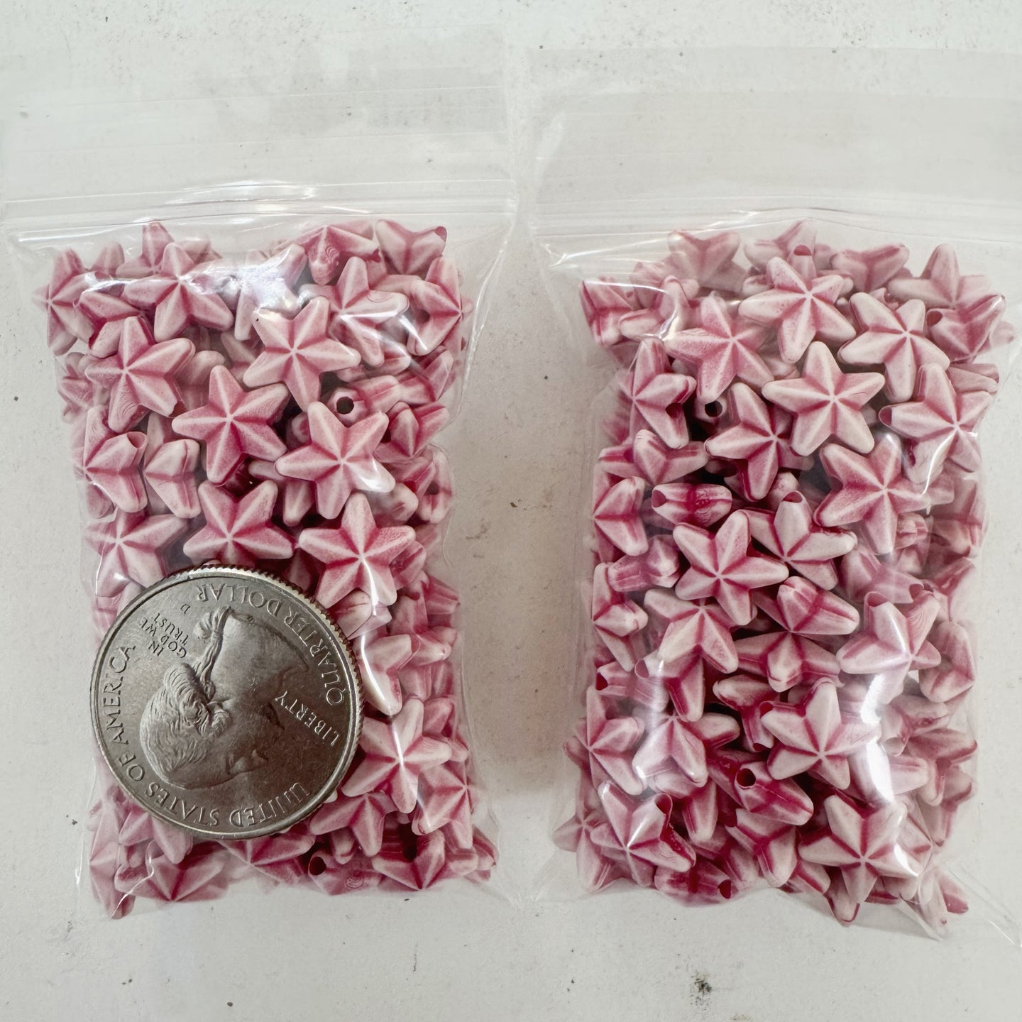 white magenta, carved design star, vintage look acrylic, 11x11x4mm star,  sold per approximately 30 gram bag