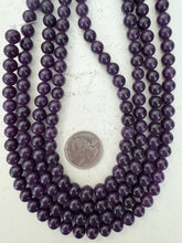 color enhanced quartz: dark royal purple, 8mm round, 15" strand, sold per strand
