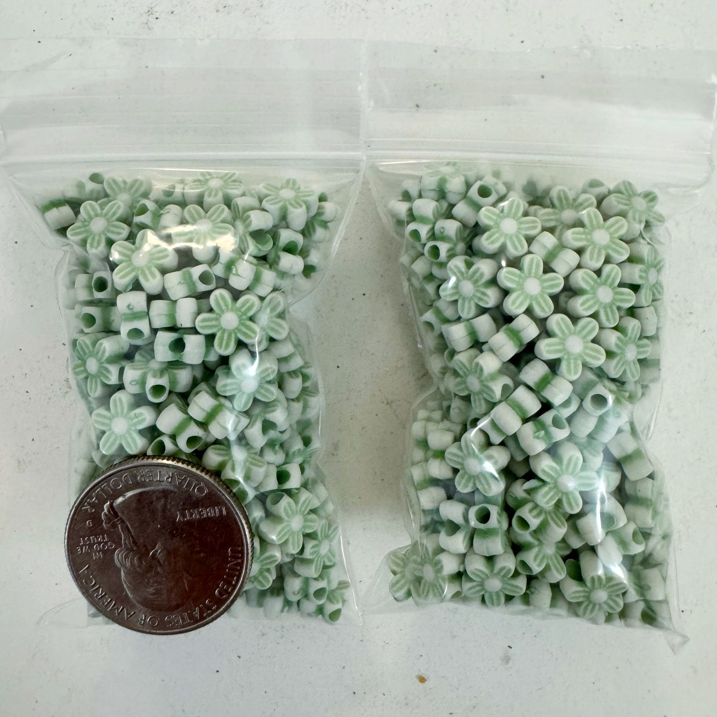 white dark celery green, carved design flower, vintage look acrylic, 8x8x4mm flower,  sold per approximately 26 gram bag