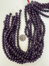 color enhanced quartz: dark royal purple, 8mm round, 15" strand, sold per strand