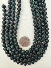 color enhanced serpentine: very dark green, 8mm round, 15" strand, sold per strand
