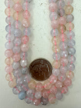 color enhanced quartz: pastel mix, 8mm faceted round, 15" strand, sold per strand
