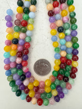 color enhanced quartz: multi color, 8mm round, 15" strand, sold per strand